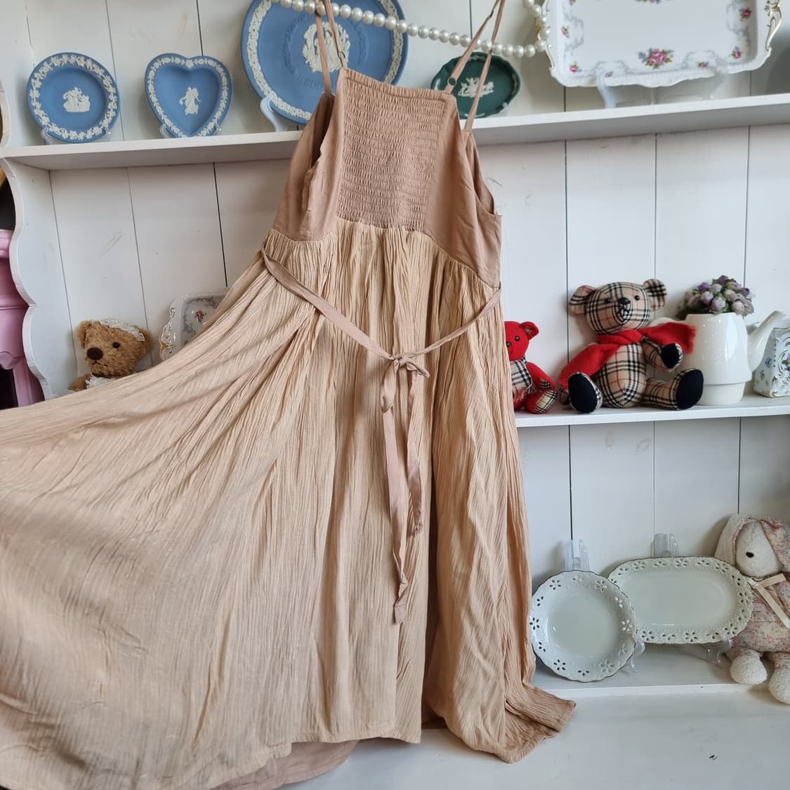 Crisp(크리스프) 내추럴 레이스 레이어드 원피스 상품이미지7