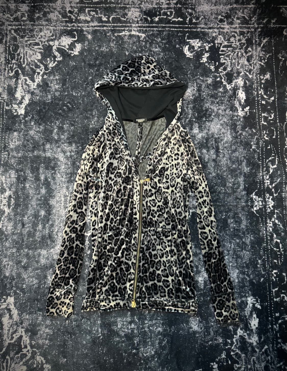 Tornado Mart Leopard Velvet Hooded Zip-U 상품이미지1