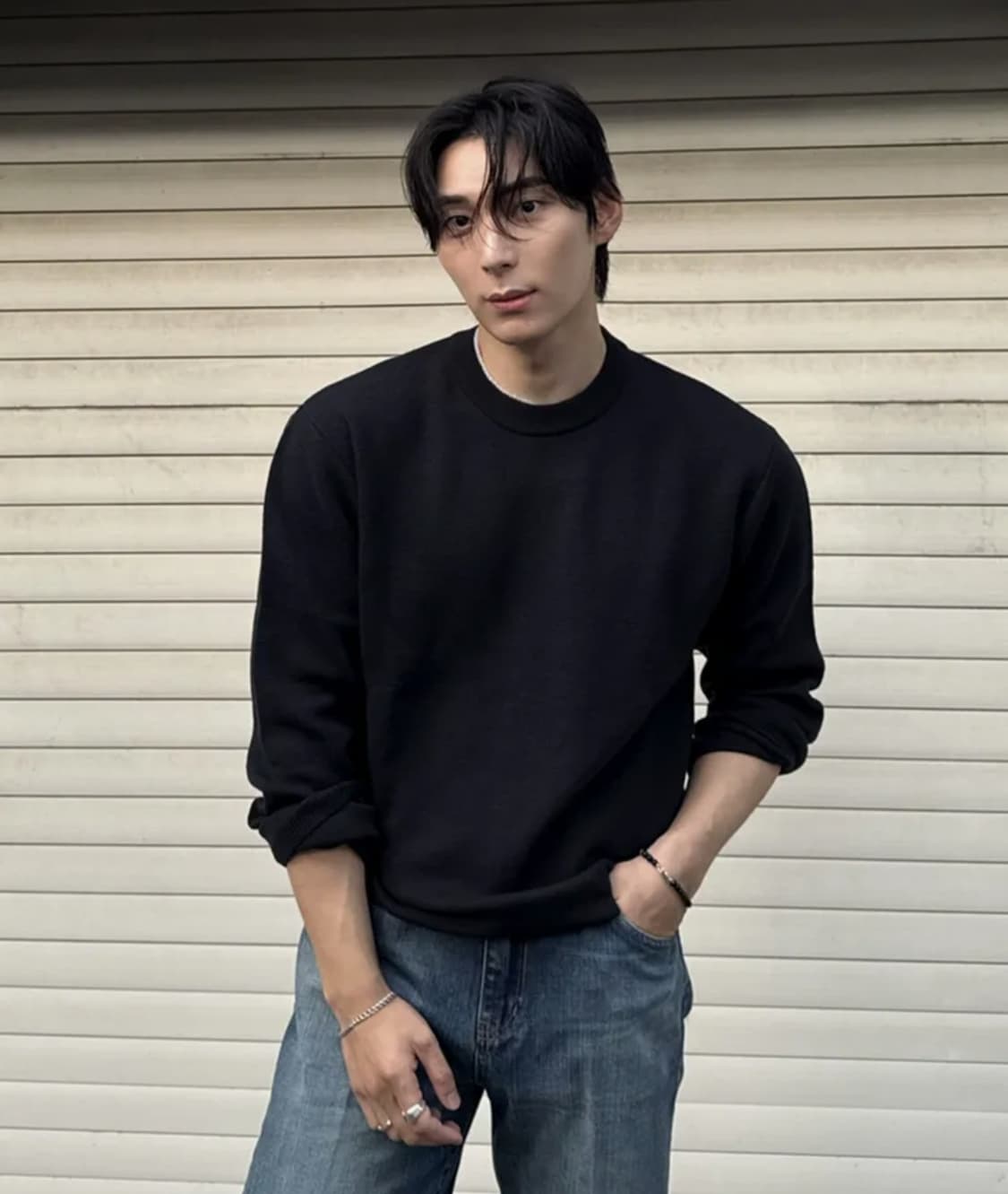 엘무드 화란 세미오버 니트 블랙 48 상품이미지1