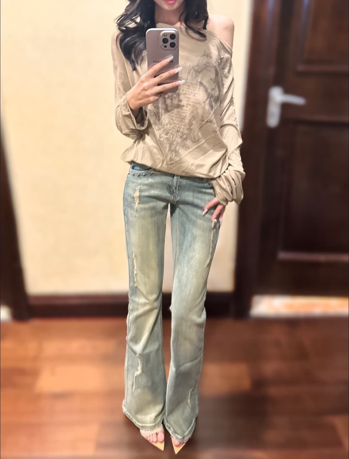 y2k 연청 워싱 부츠컷 데님 팬츠 청바지 44 S 상품이미지1