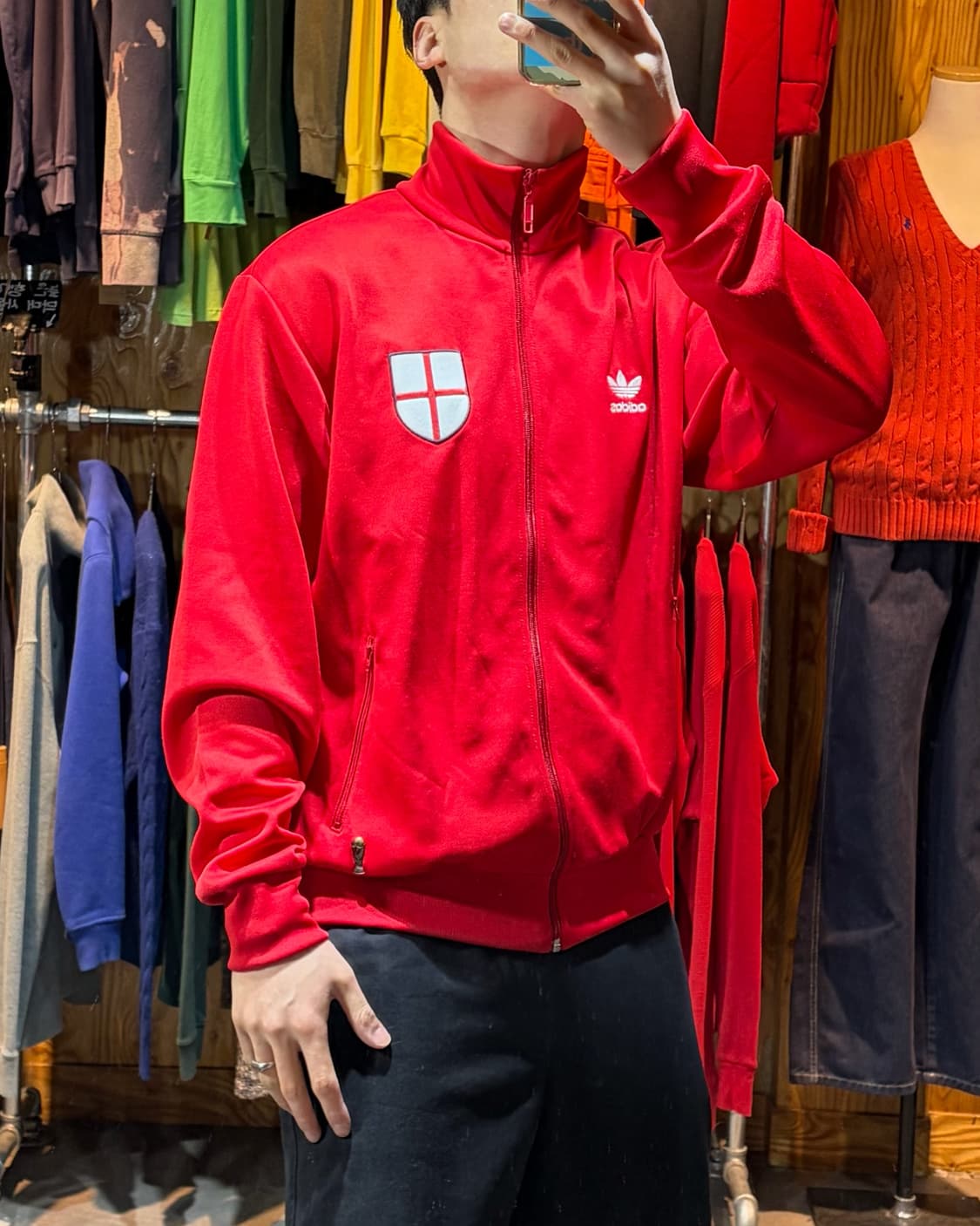 (새상품) XL 아디다스 파이어버드 잉글랜드 빅로고 레드 트랙탑 상품이미지1