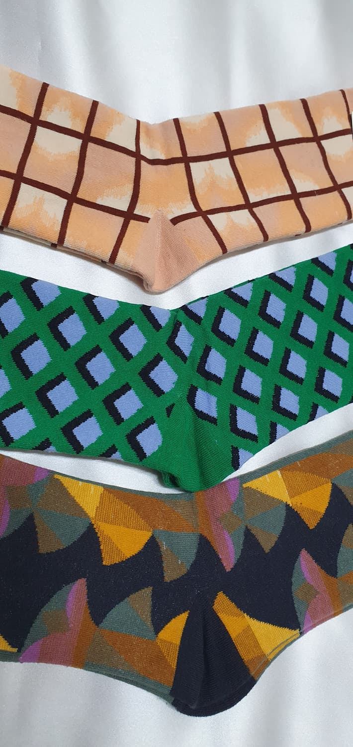 누드베이지 그린 블루  체크 추상파 Bonne Maison 본메종 양말 상품이미지3