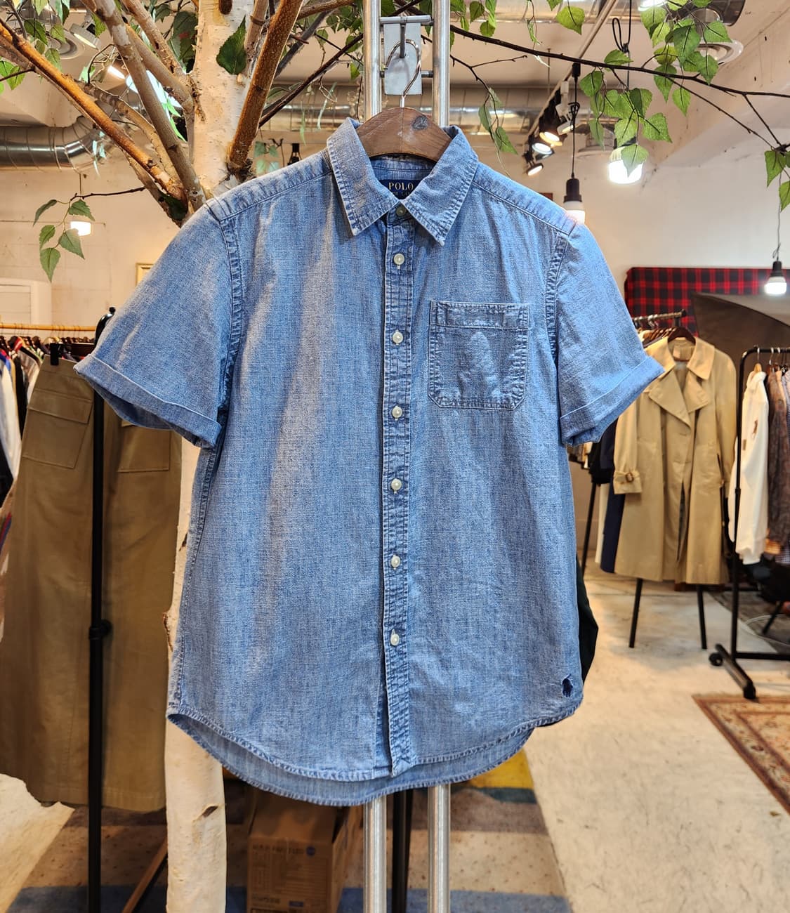 폴로 랄프로렌 데님 카라 카라 반팔 셔츠 상품이미지1