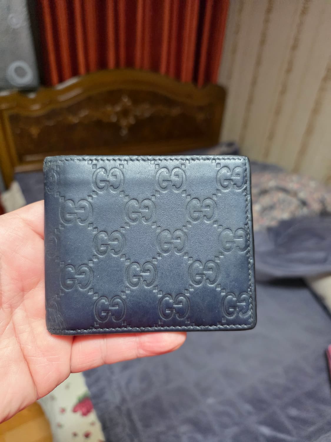 (정품) 구찌 시그니처 시마반지갑/365466/네이비 색상/개인 상품이미지1