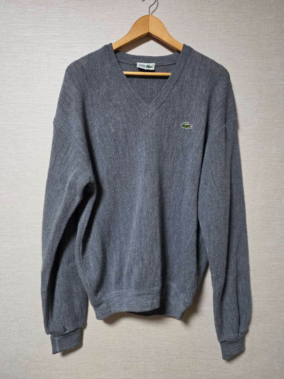 LACOSTE 90년대 라코스테 그레이 브이넥 니트 상품이미지1