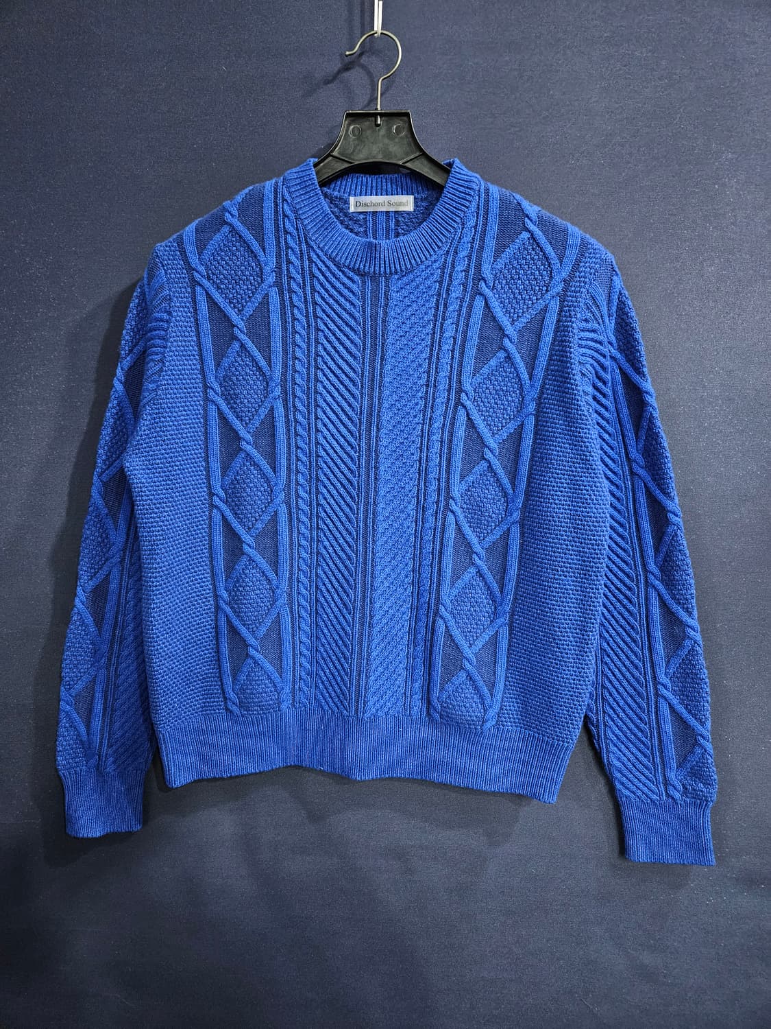 디스코드사운드 블루 남성 90~95 꽈배기 니트 상품이미지1