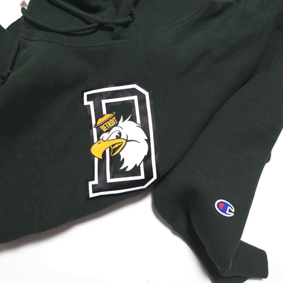 챔피온 블루택 리버스위브 기모 후드 티셔츠 딥그린 상품이미지4