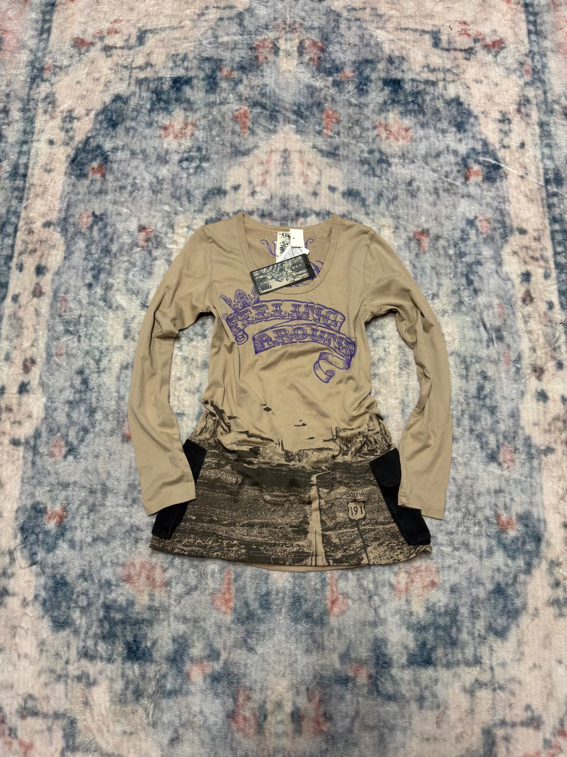 Glitz y2k beige cargo pocket cut sew 상품이미지2