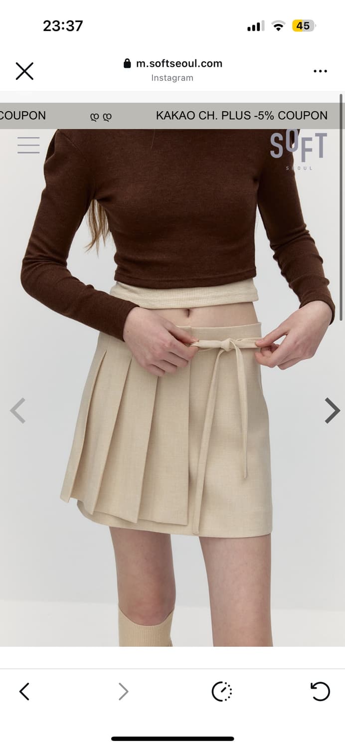 새상품) 소프트서울 베이지 플리츠 미니 스커트 상품이미지1