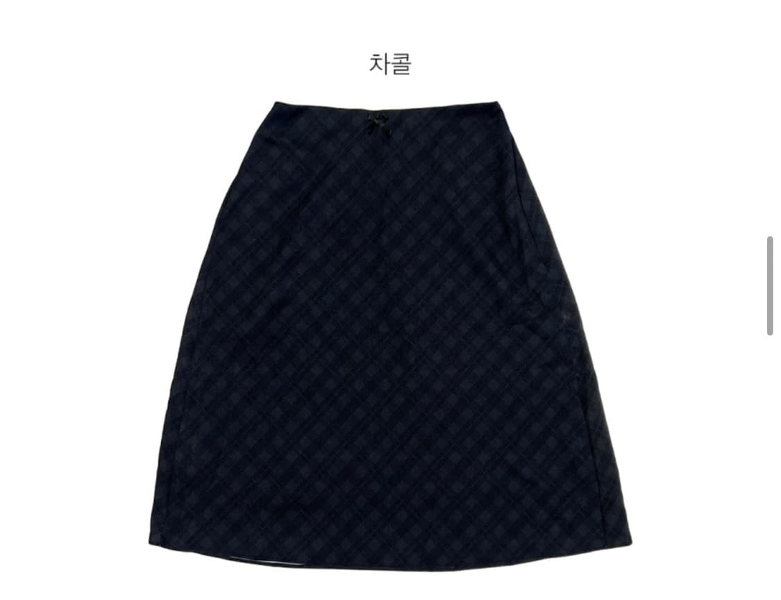 쉬폰 밴딩 체크 미디 스커트 챠콜 상품이미지3