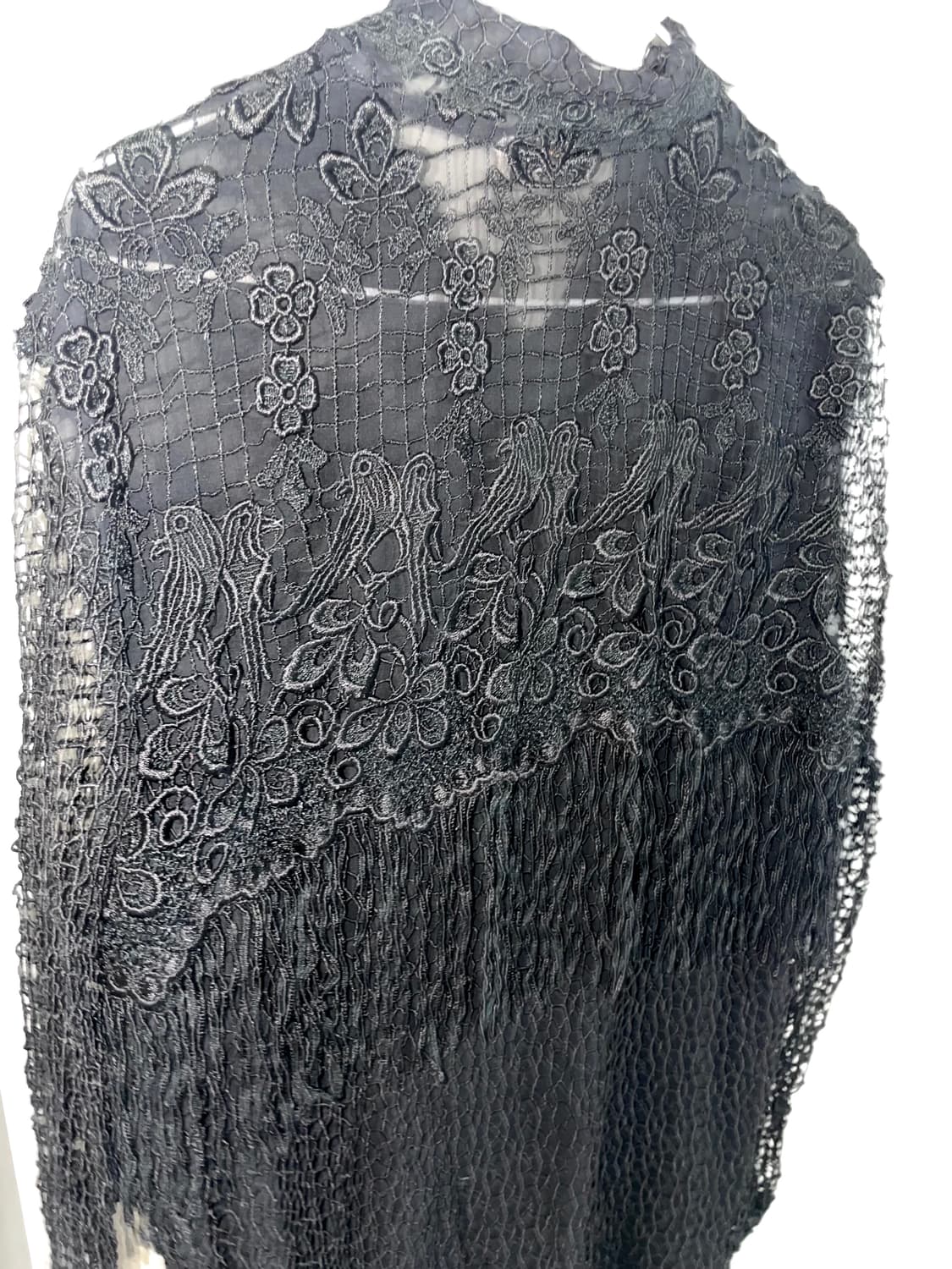 블랙 프린지 레이스 시스루 셔츠 상품이미지3