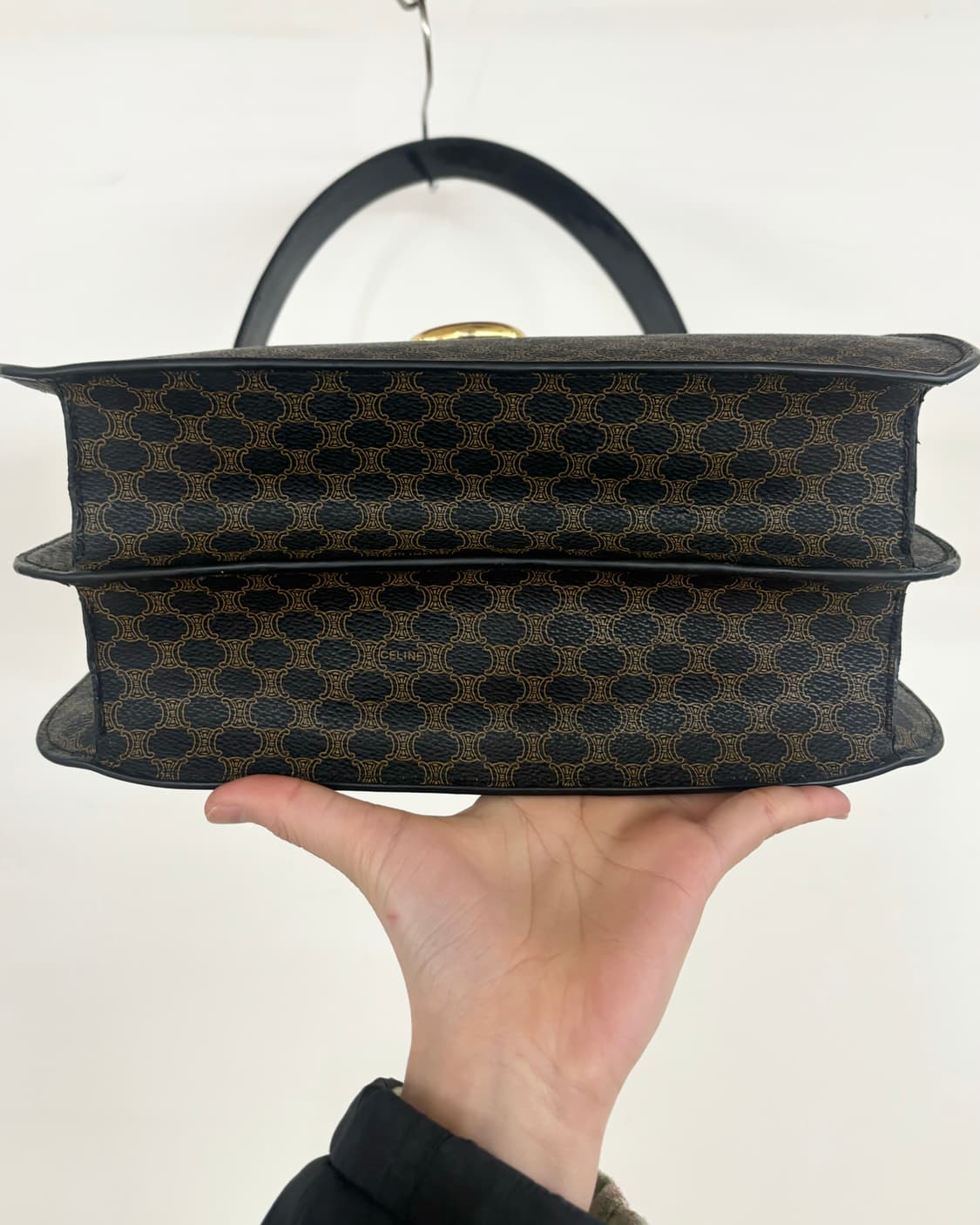 셀린느 빈티지 블랙 마카담 캔버스 가죽 숄더백 상품이미지6