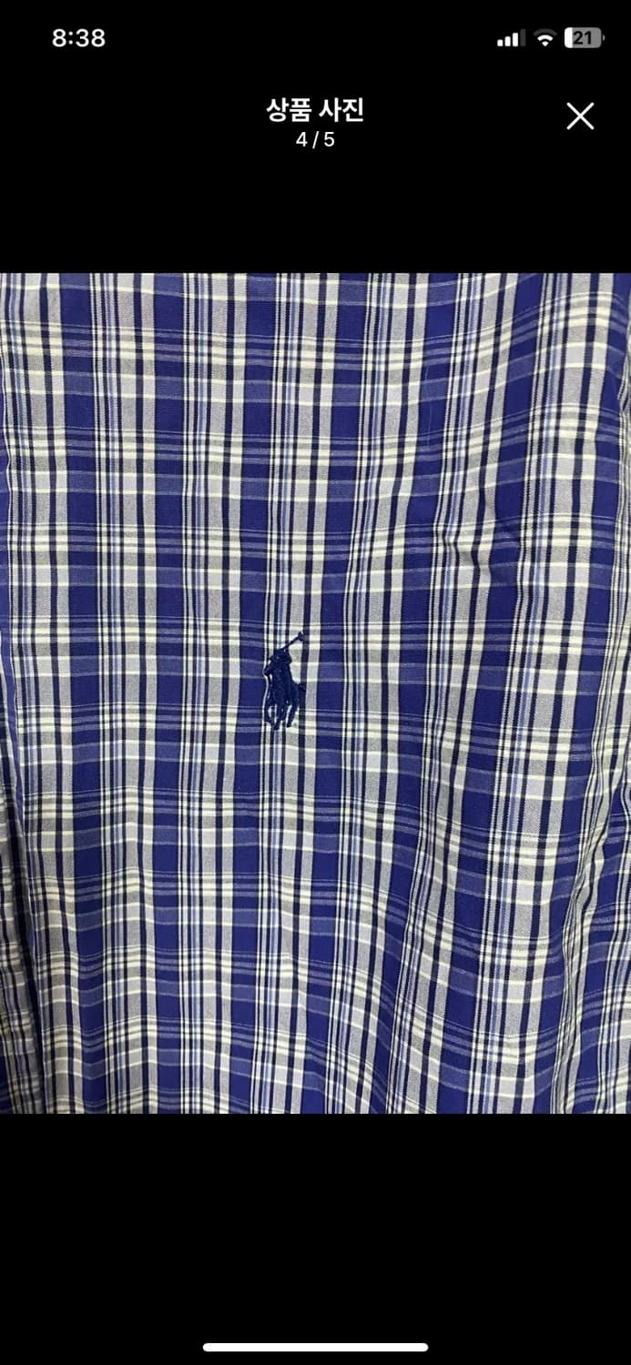 [POLO] 폴로 랄프로렌 블루 체크 셔츠 M사이즈 상품이미지4