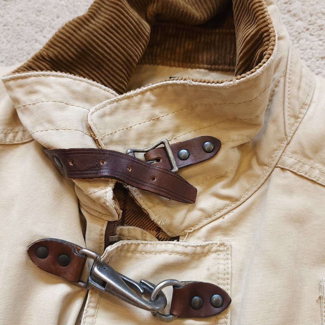 폴로 랄프로렌 파이어맨 자켓 코듀로이 카라 캔버스 레더 XL 상품이미지9