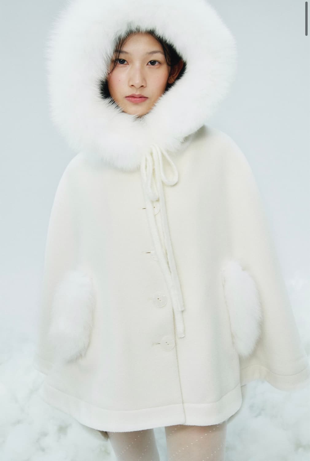 더티스 REAL FOX FUR SNOW CAPE COAT 상품이미지1