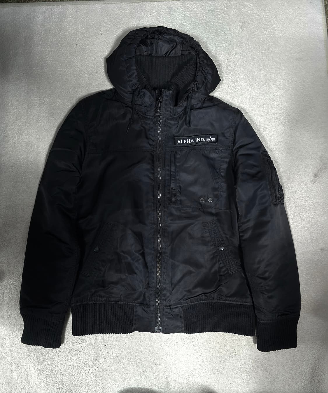 알파인더스트리 후드 MA-1 블랙 봄버 자켓 XL사이즈 상품이미지2