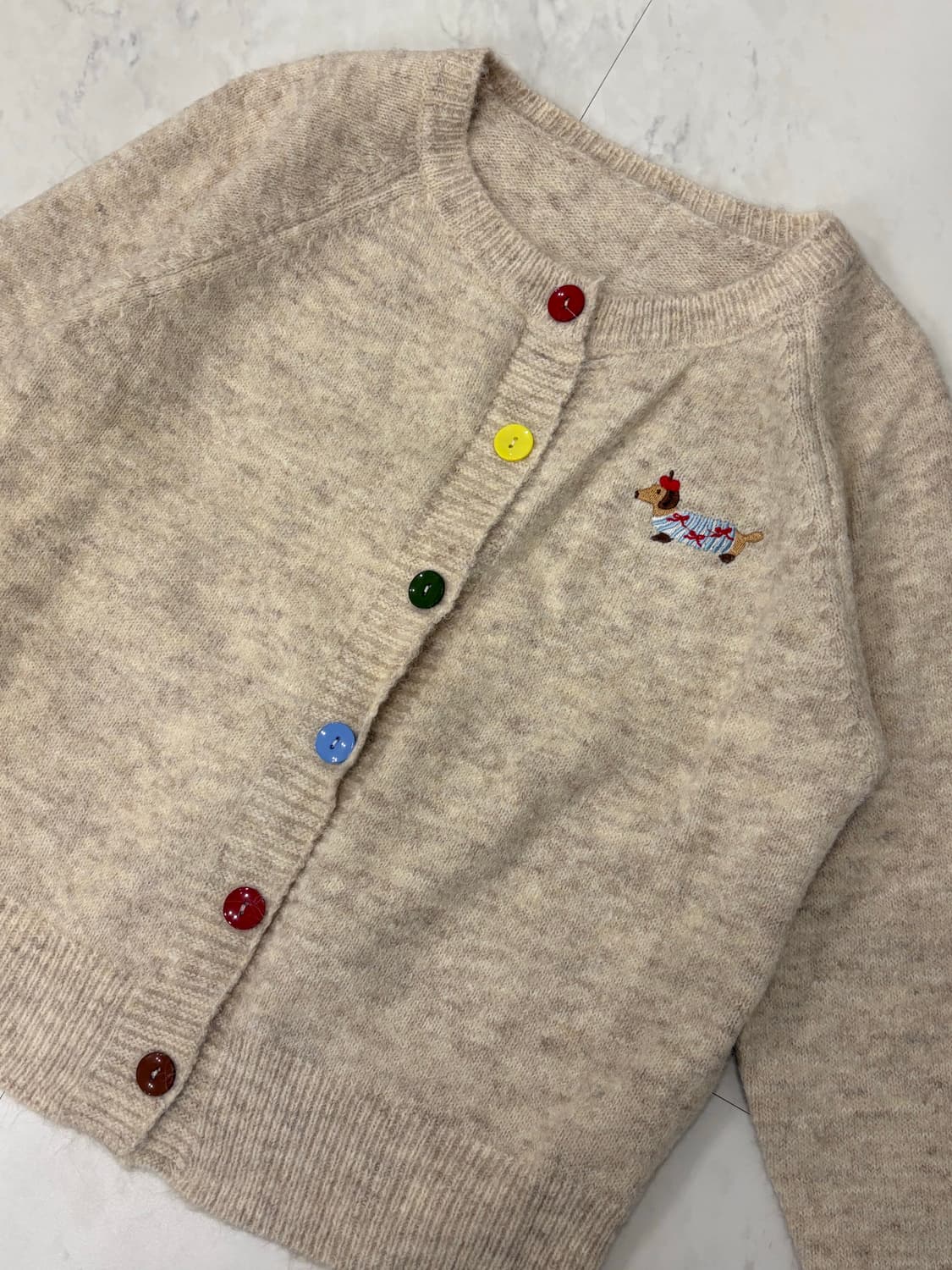 울혼방강아지자수가디건 상품이미지2