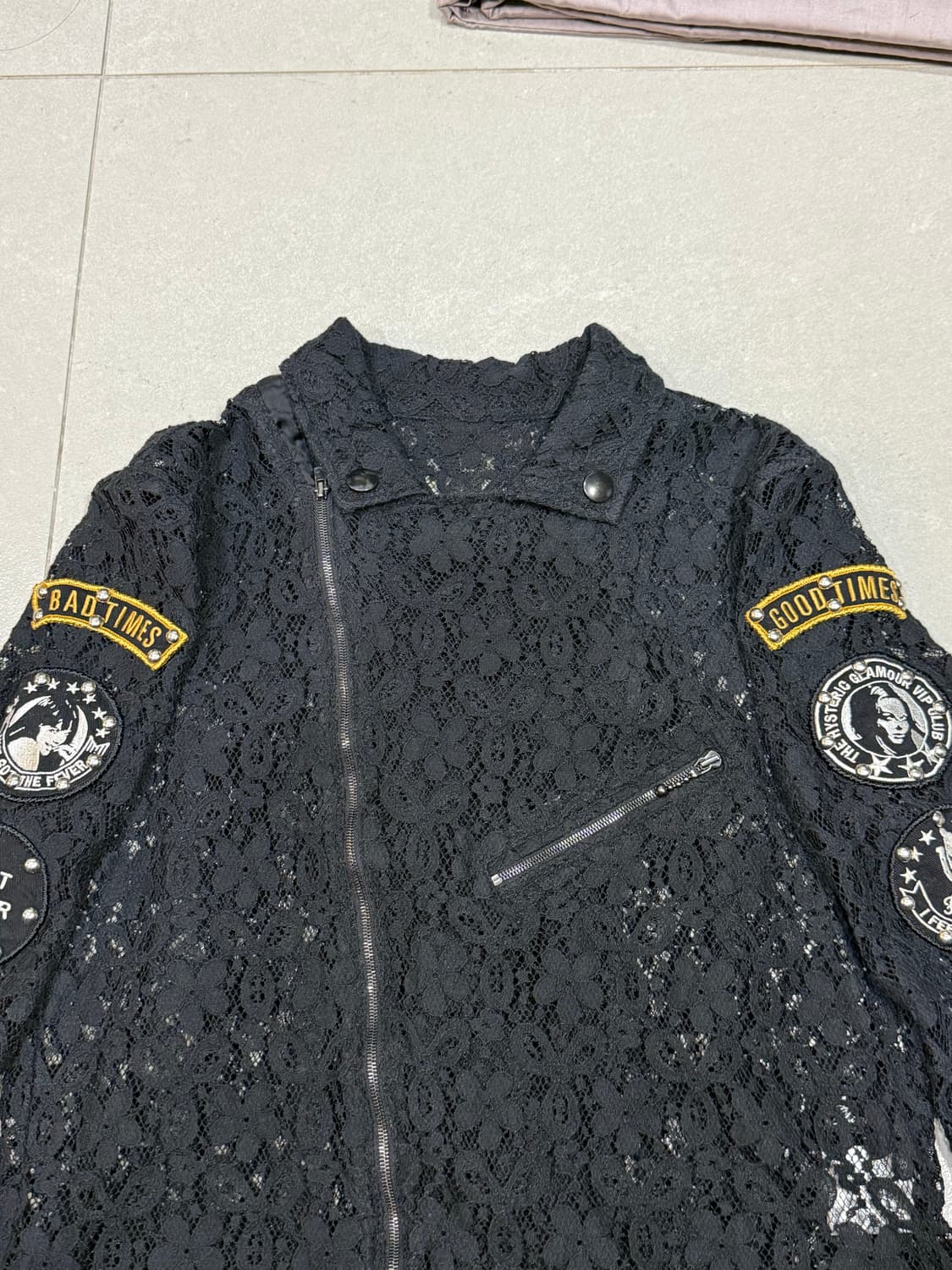 히스테릭 글래머 아카이브 스터드 패치 폭탄 쉬폰 라이더 자켓 상품이미지4