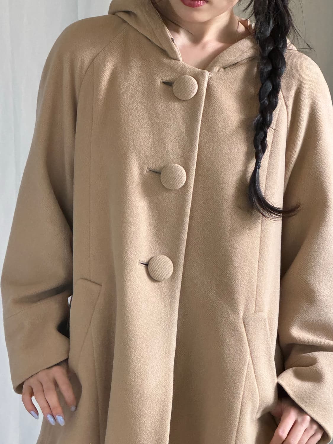 카멜 후드 하프 코트 상품이미지7