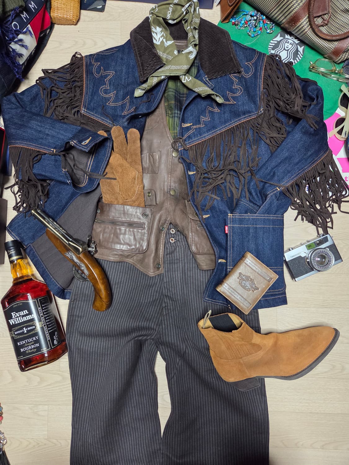 (새상품)겐조 x 리바이스 데님 자켓 카코트 웨스턴 청자켓 프린지 상품이미지2