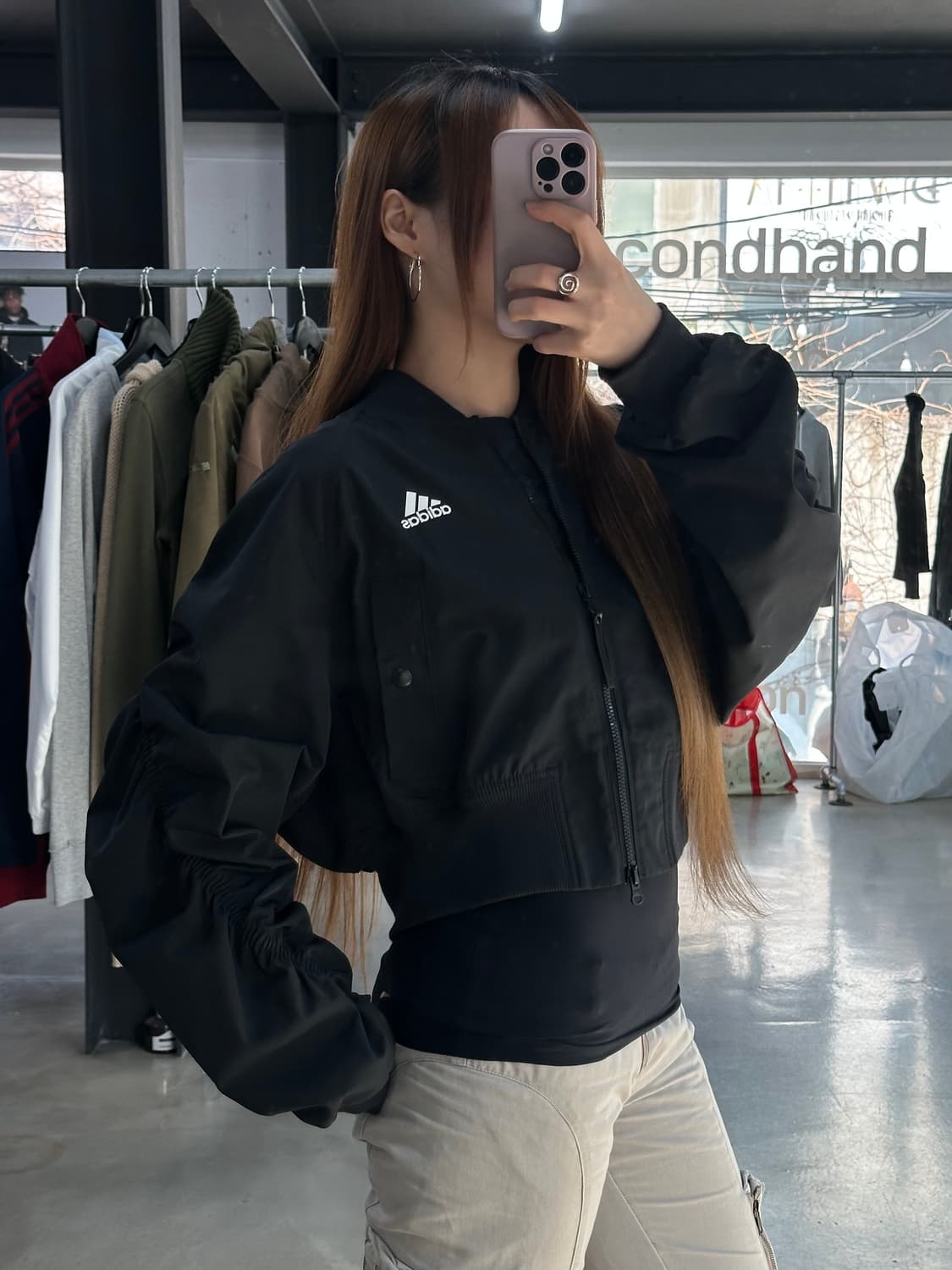 아디다스 콜렉티브 셔링 크롭 투웨이 블루종자켓 상품이미지4