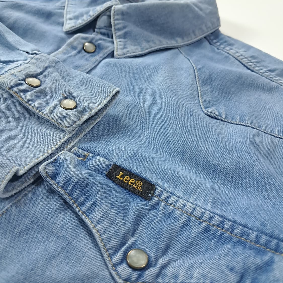 CJ385 XL 리 LEE 80s 미국판 라이트블루 데님 웨스턴 셔츠  상품이미지4