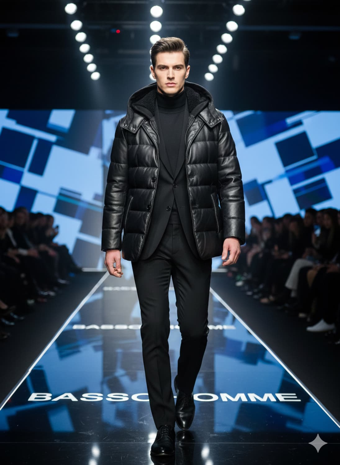 바쏘옴므 블랙컬러 프리미엄 천연 양가죽 구스다운 자켓 상품이미지1