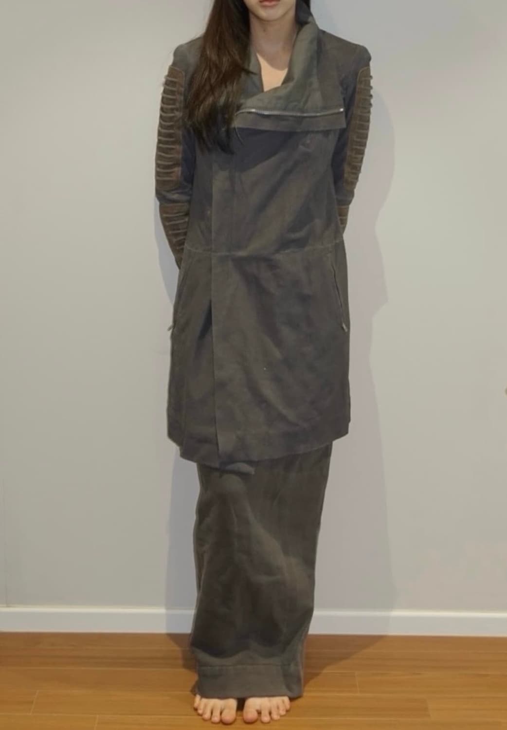 릭오웬스 2010aw 램스킨 하이넥 레더코트 상품이미지1