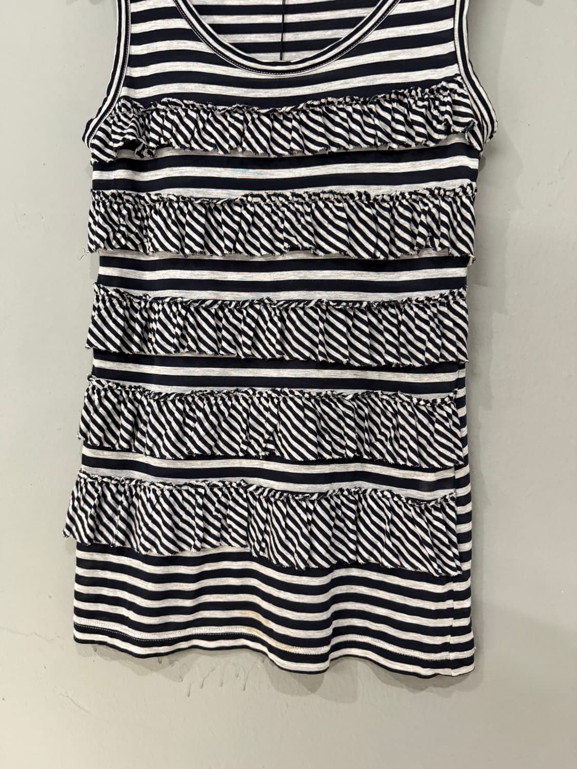stripe pattern frill detail sleeveless  상품이미지7