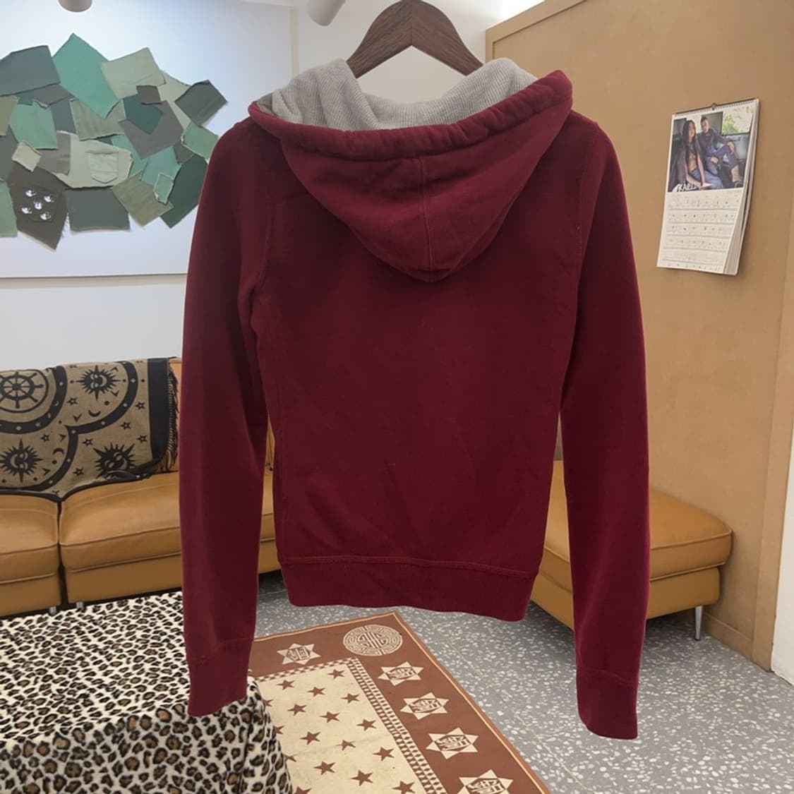 아베크롬비 레트로 00's 버건디와인 약기모 후드집업 M C09171 상품이미지4