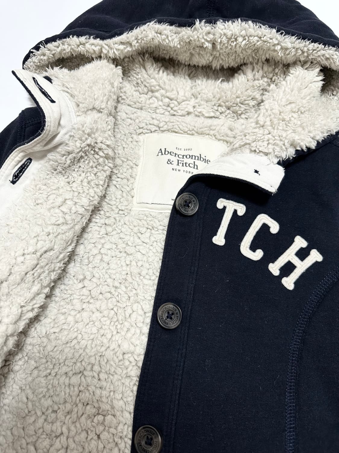 아베크롬비 안감 털 버튼 네이비 후드집업 상품이미지4