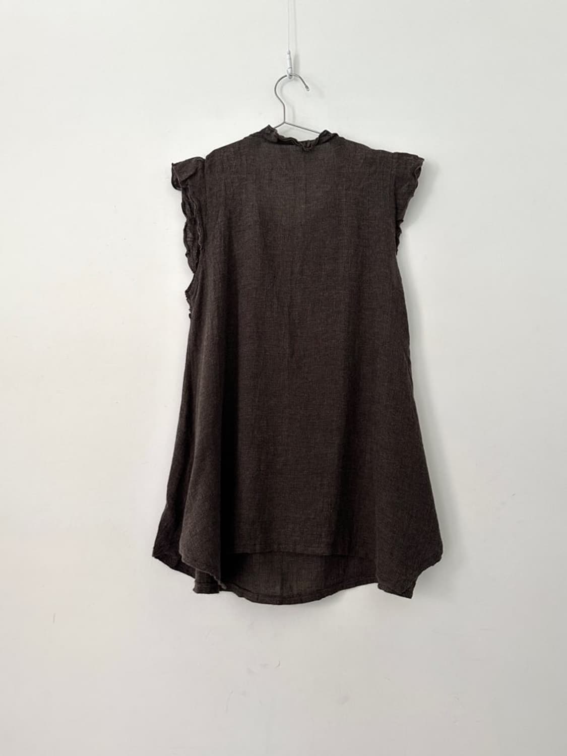 Flower embroidery half knit / brown 상품이미지4