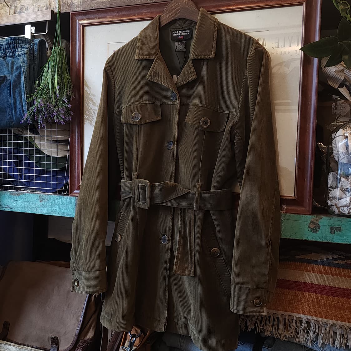 00년대 폴로 진스 여성용 벨티드 디테일 코듀로이 사파리 자켓 M 상품이미지2