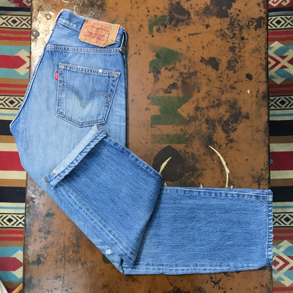 리바이스 501 연청 데미지 데님 팬츠 청바지 허리 27 28 사이즈 상품이미지2