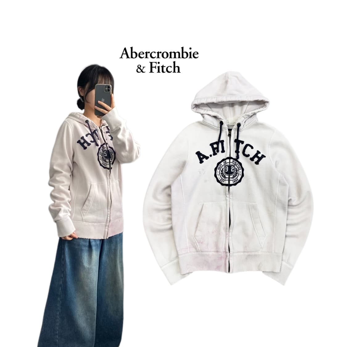 아베크롬비 Y2K 아치로고 후드집업 상품이미지1