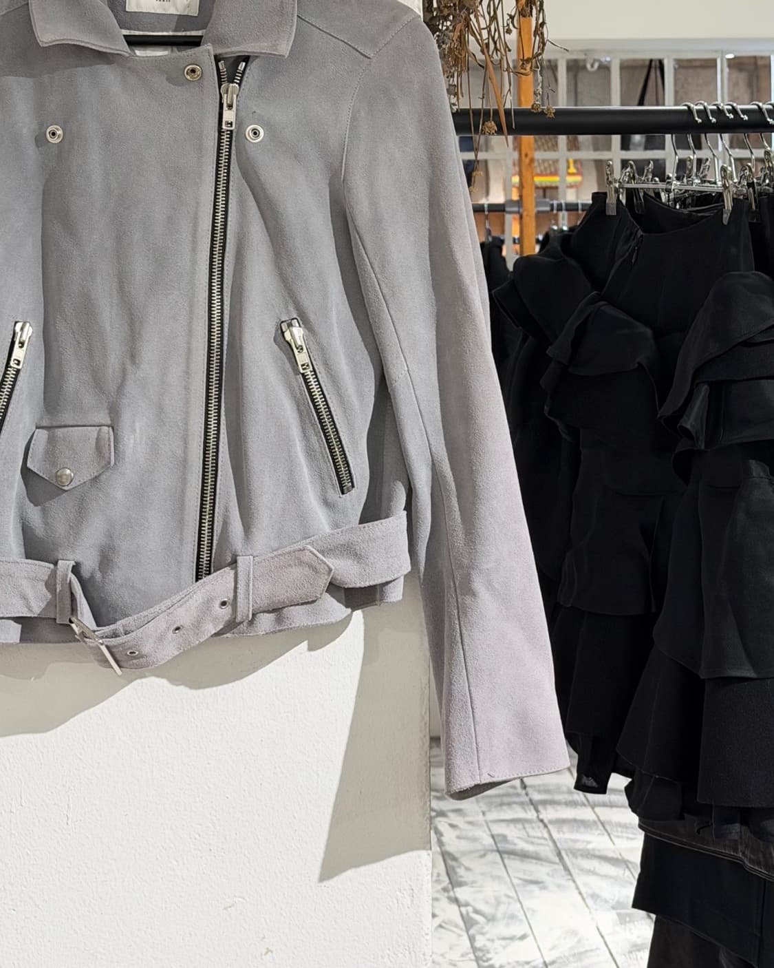 산드로 그레이 스웨이드 바이커 자켓 상품이미지6