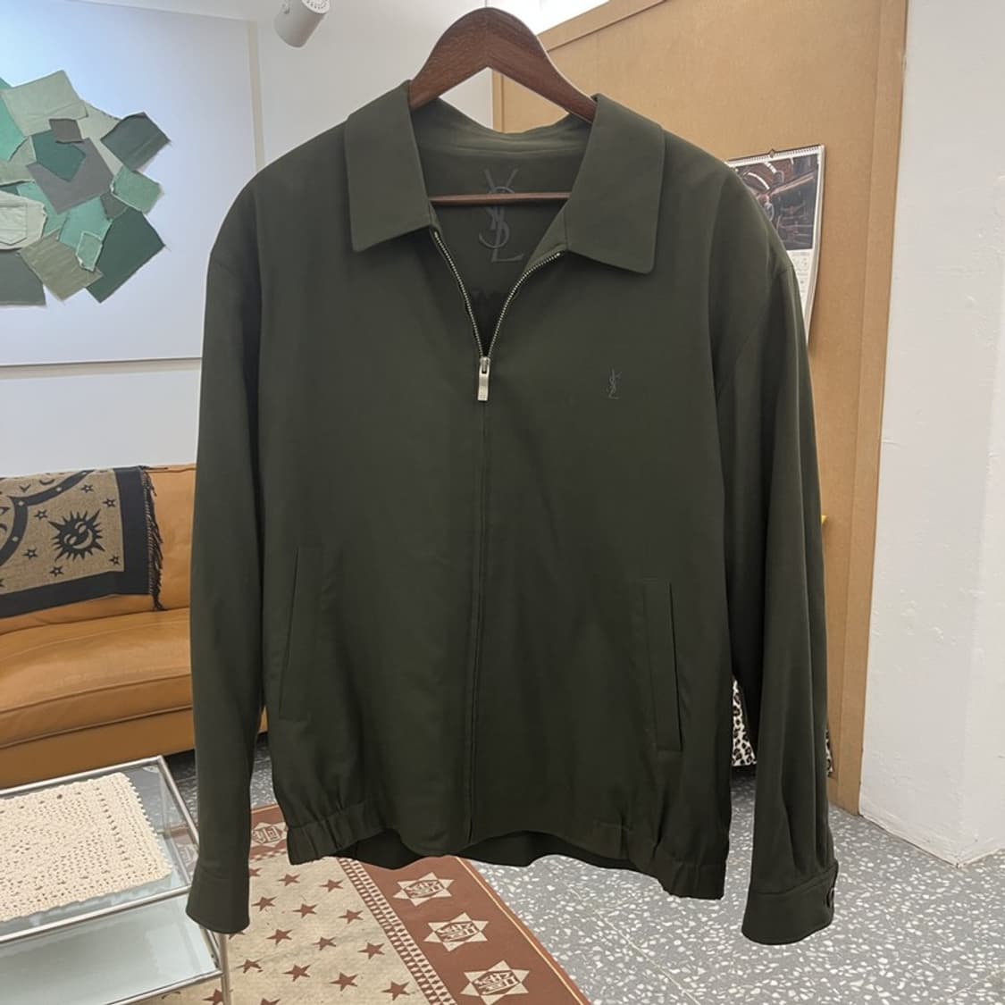 입생로랑 빈티지 테크웨어 말차카키 폴리쉘 블루종 자켓 110 C10378 상품이미지3