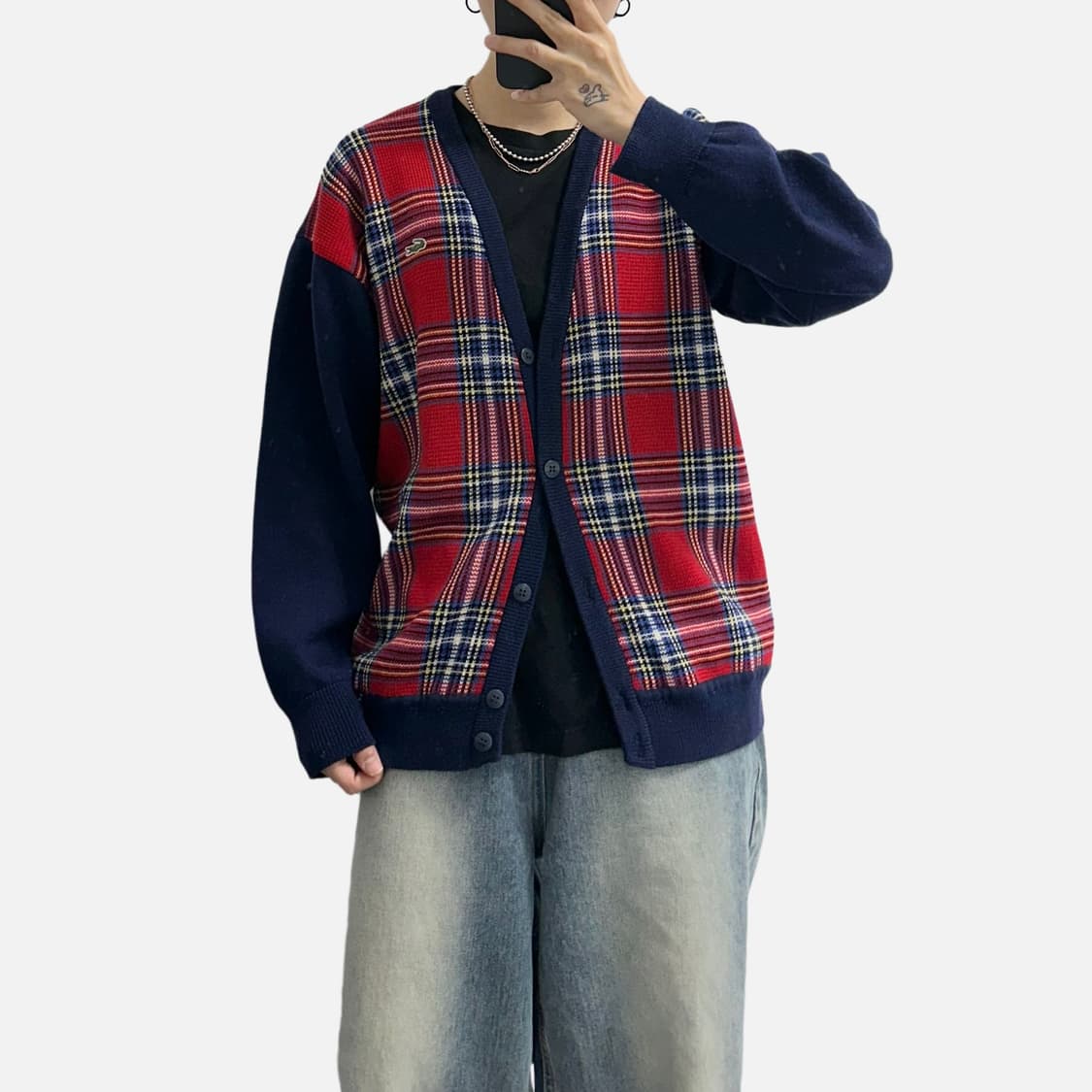 라코스테 서광 90s 체크 니트 가디건 상품이미지1