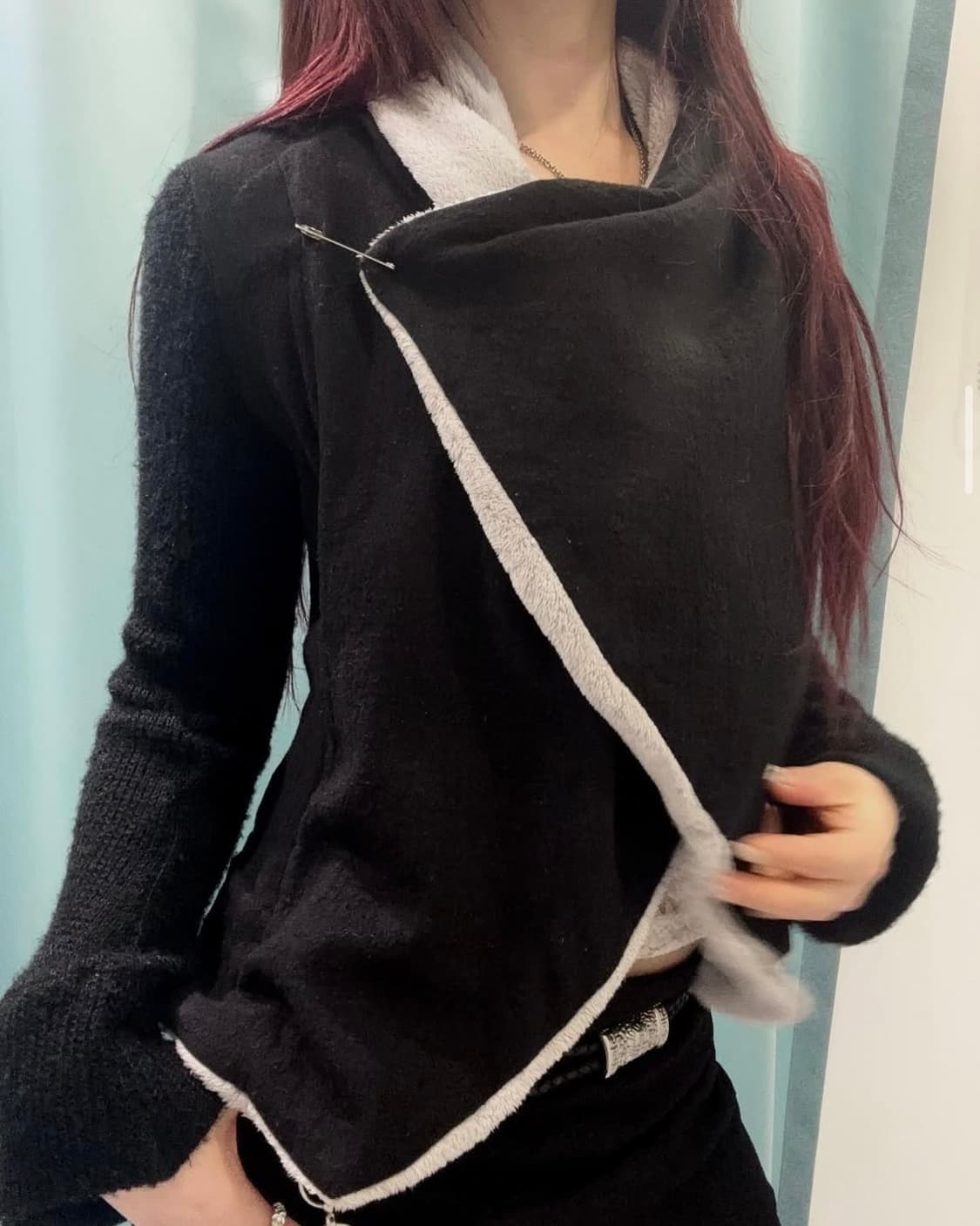 Asymmetrical Fleece Lined Jacket 상품이미지3