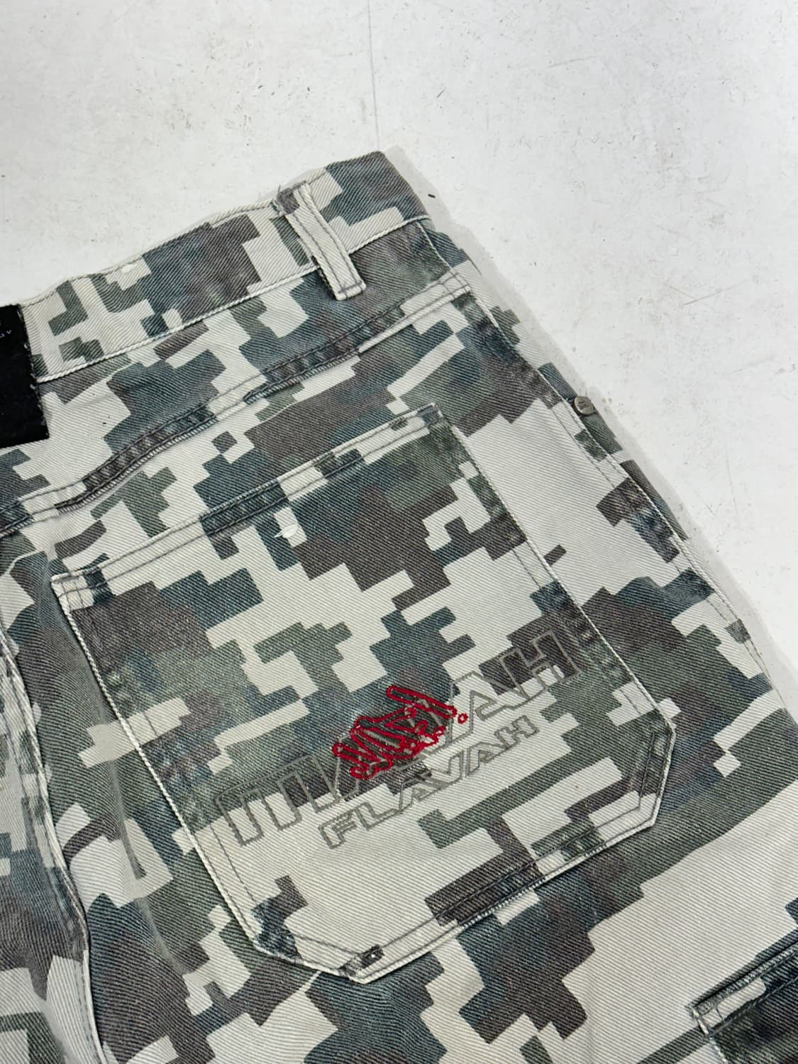 00s 마자 플라바 힙합 팬츠 밀리터리 카모 데님 반바지 버뮤다 팬츠 상품이미지6