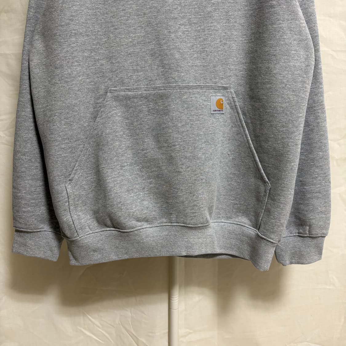 칼하트 로고 패치 루즈핏 기모 후드티 / 그레이, M 상품이미지3