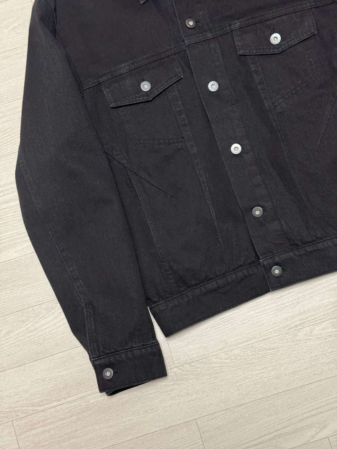일류 Misaligned denim jacket (Black) 1 상품이미지5