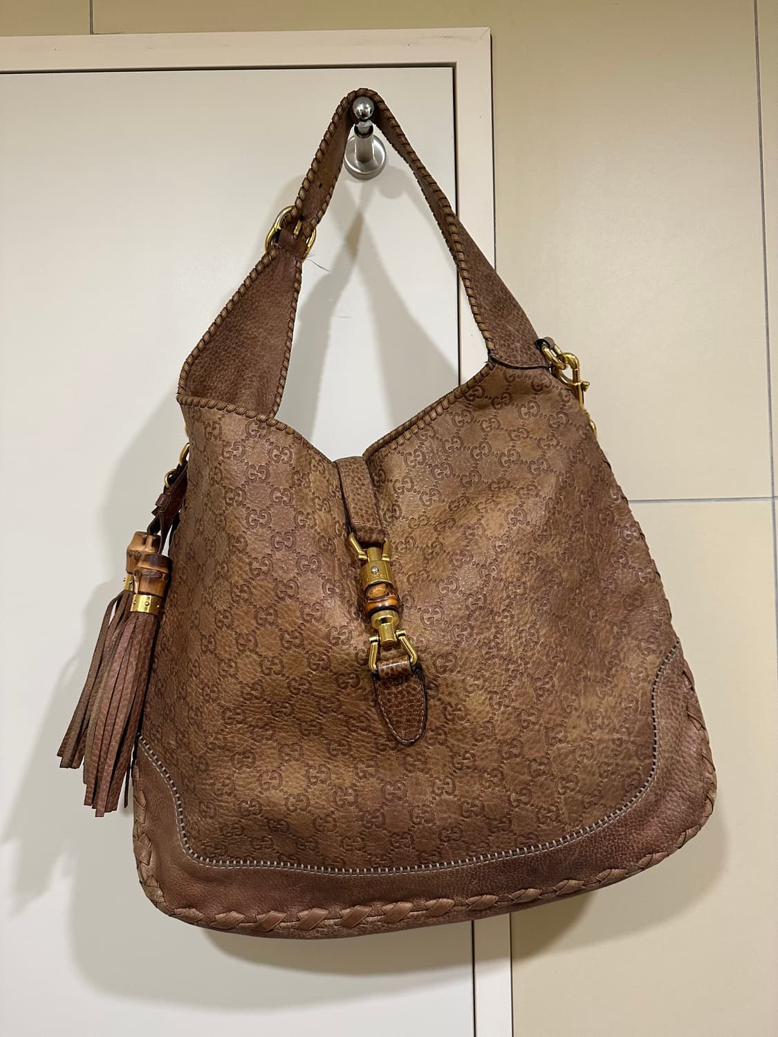 구찌 Gucci 시마 레더 뉴재키 숄더 겸 크로스백 상품이미지1