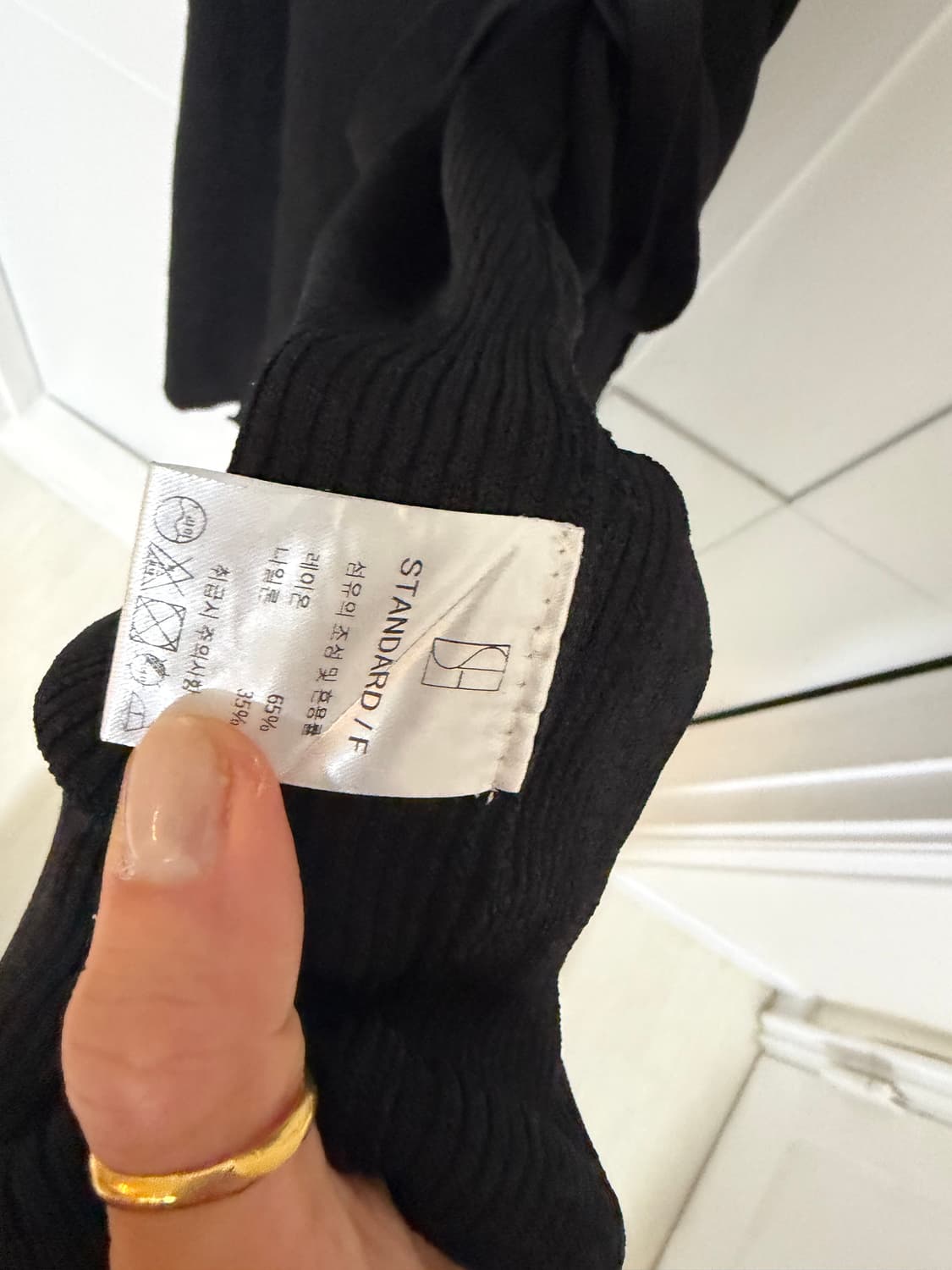 SIE 블랙 골지 니트  랩 원피스 (F) 상품이미지3