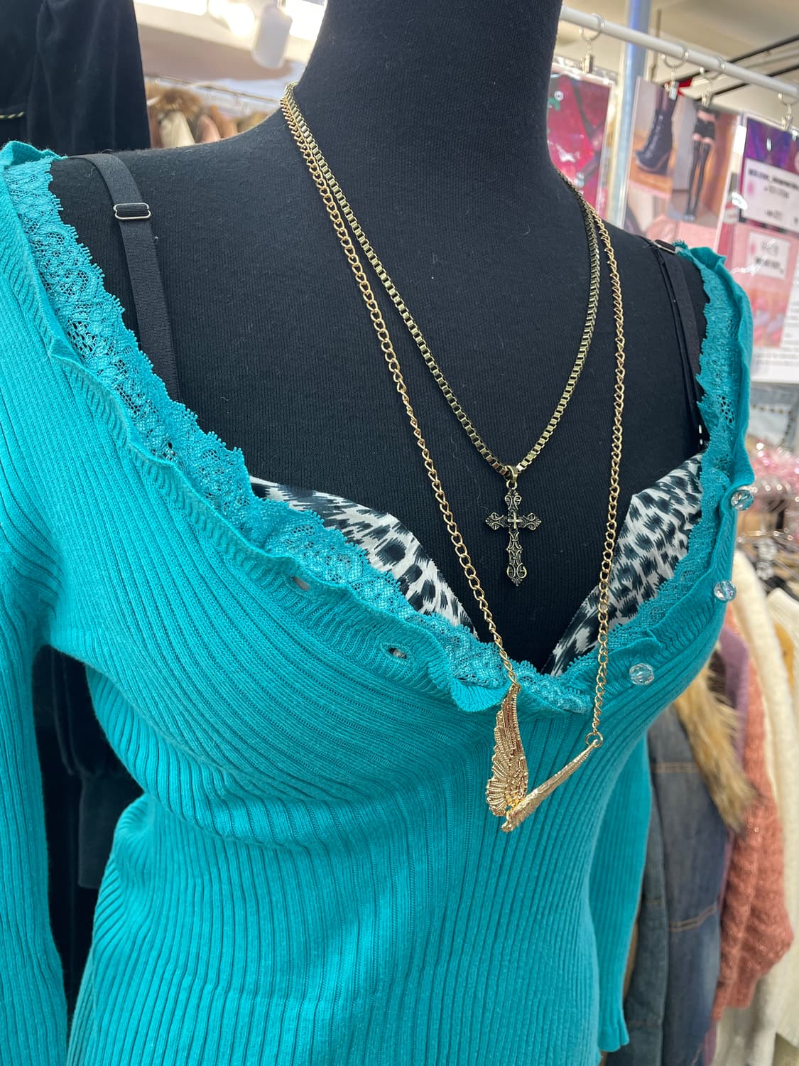 갸루 민트 골지 니트 상품이미지2