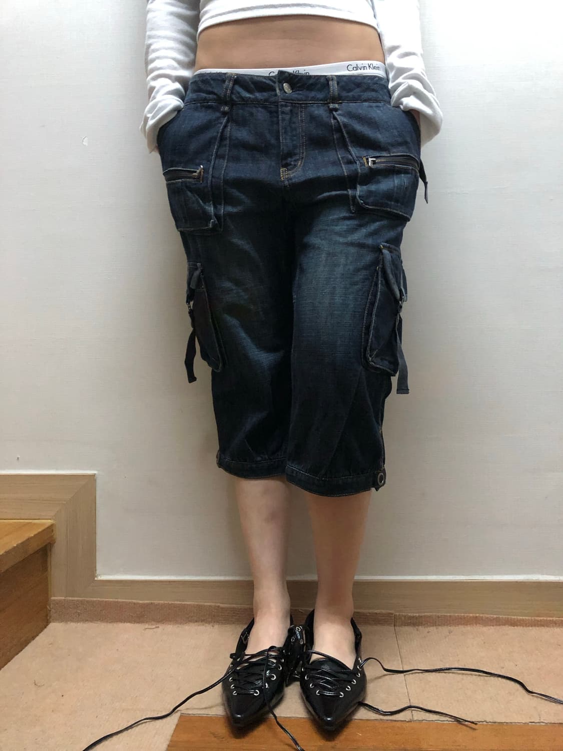 빈티지 데님 워싱 카고 팬츠 상품이미지3