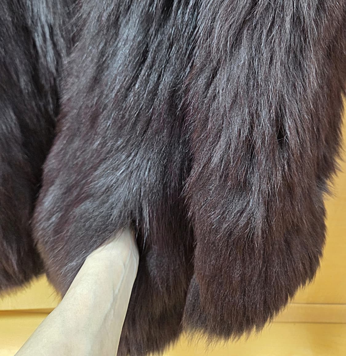 딥버건디 칼라 리얼 폭스퍼 니팅자켓/free사이즈 상품이미지7