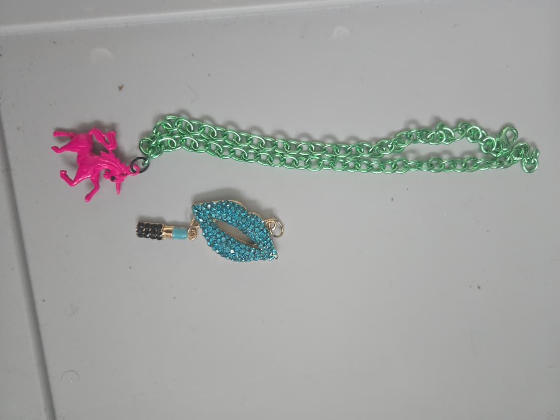 갸루 비비드 민트큐빅립팬던트. 핑크말 목걸이 상품이미지2