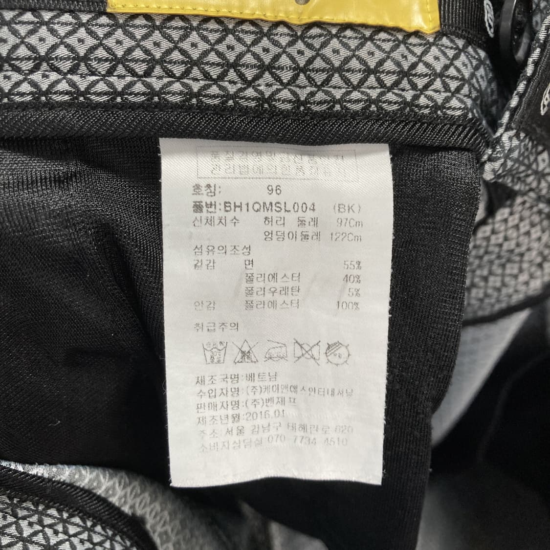 벤제프 남성골프팬츠 블랙 패턴 37-38  상품이미지5