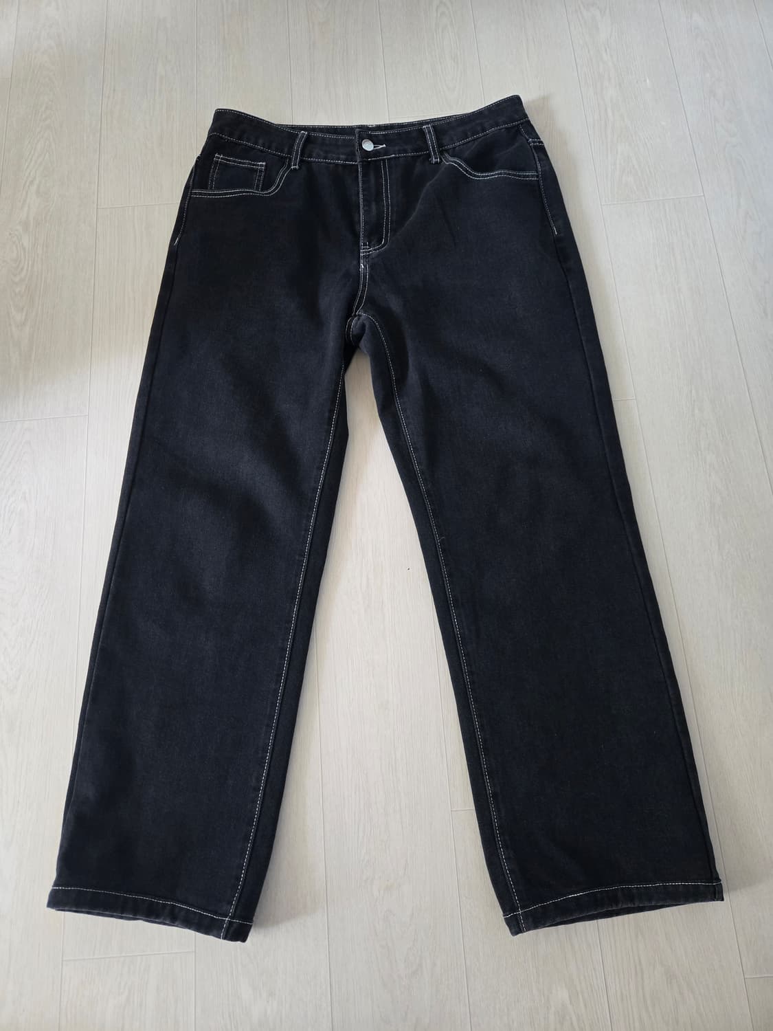 블랙 와이드 스티치 데님 34사이즈 상품이미지1